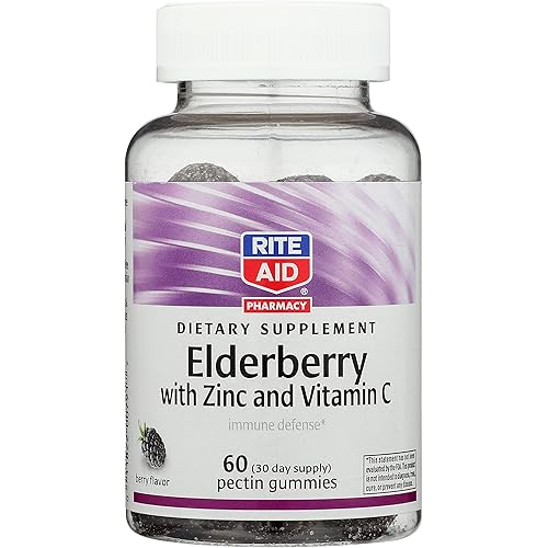 Rite Aid Elderberry Gummies, 60 Count | with Zinc & Vitamin C
