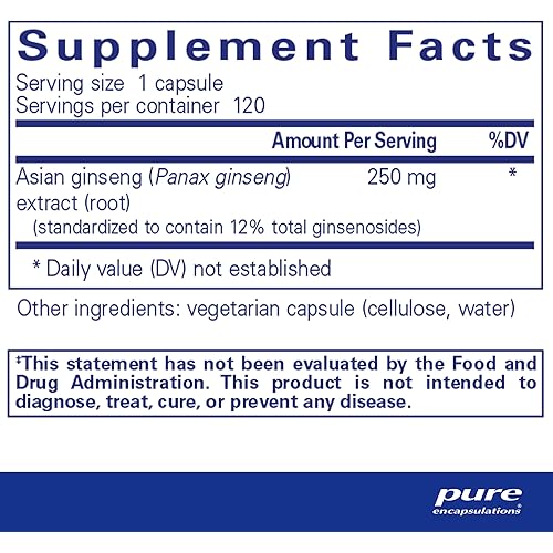 Pure Encapsulations - Panax Ginseng - Hypoallergenic Supplement Helps The Body Adapt to Occasional Physical Stress - 120 Capsules