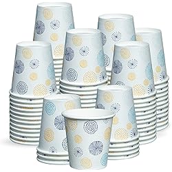 300 Count] 3 oz. Small Paper Cups, Disposable Mini Bathroom Mouthwash Cups - Floral