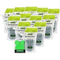 Ooze Resolution Gel Glass Cleaner Bundle 240ML Resolution Cap Kit With Brushes - 12 Pack - Liquid Cleaning Solution Natural Clay-Based Non-Toxic Formula GlassMetal Cleaner - Reusable Glass Cleaner