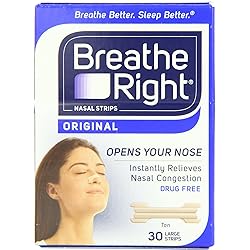 Breathe Right Nasal Strips, Large,tan, 30-count Boxes Pack of 2