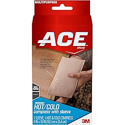 ACE Reusable HotCold Compress with Sleeve, Works for Hand, Wrists, Knees, Shoulder, Ankles, Wisdom Teeth and More, Soft Outer Elastic Bandage is Comfortable Against Skin