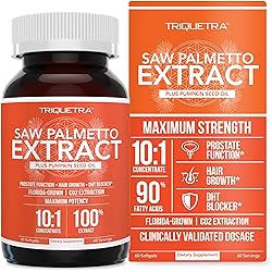 Saw Palmetto Extract – 10X Potency, Pharmaceutical Grade Strength - Plus Pumpkin Seed Oil - Supports Prostate Health, Relieves Urination Issues, Supports Hair Growth, DHT Blocker – 60 Softgels