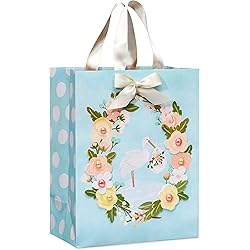 Papyrus Large Gift Bag Stork with Baby for Baby Shower, Baby Sprinkle and All Baby Occasions 1 Bag