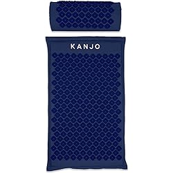 Kanjo Premium Acupressure Mat and Pillow Set for Back Pain Relief & Neck Pain Relief, with Memory Foam Pillow, FSA HSA Eligible, Includes Carry Bag, Navy