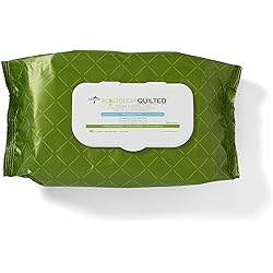 Medline FitRight Aloe Quilted Heavyweight Personal Cleansing Cloth Wipes, Unscented, Pack of 48, 8 x 12 inch Adult Large Incontinence Wipes