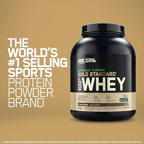 Optimum Nutrition Gold Standard 100% Whey Protein Powder, Naturally Flavored Strawberry, 4.8 Pound Packaging May Vary
