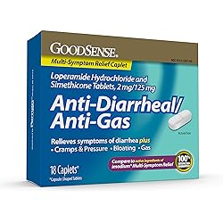 GoodSense Loperamide Hydrochloride and Simethicone Tablets, 2 mg125 mg, Anti-Diarrheal and Anti-Gas