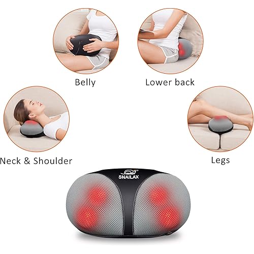 Snailax Shiatsu Neck Back Massager - Kneading Massage Pillow with Heat, Electric Pillow Massager for Shoulders,Cervical, Lower Back Best Gifts for Women Men Mom Dad