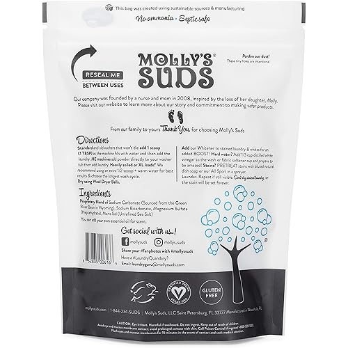 Molly's Suds Unscented Laundry Detergent Powder | Natural Laundry Detergent for Sensitive Skin | Earth-Derived Ingredients, Stain Fighting | 70 Loads