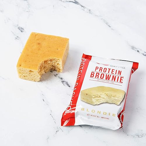 Eat Me Guilt Free Vanilla Blondie Protein-Packed Brownie - 14G Protein, Low Carb, Keto-Friendly, Low Sugar, Non GMO, No preservatives, Low Calorie Snack or Dessert | 12 Count