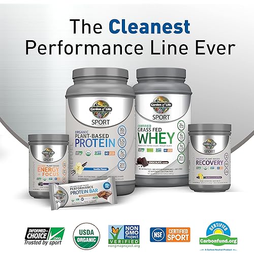 Garden of Life Sport Whey Protein Powder Chocolate, Premium Grass Fed Whey Protein Isolate Plus Probiotics for Immune System Health, 24g Protein, Non GMO, Gluten Free, Cold Processed - 20 Servings