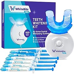 Whitebite Pro Teeth Whitening Kit with LED Light for Sensitive Teeth, Tooth Whitening System with 35% Carbamide Peroxide, 43ml Gel Syringes, 2Remineralization Gel, and Mouth Tray, 7 Piece Set