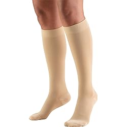 Truform 20-30 mmHg Compression Stockings for Men and Women, Knee High Length, Closed Toe, Beige, Medium