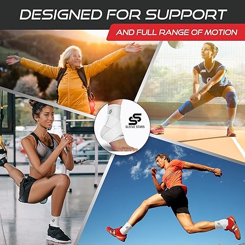 Sleeve Stars Ankle Brace for Plantar Fasciitis Relief, Ankle Wrap & Ankle Support for Women & Men wFoot Strap for Sprained Ankle & Heel Protectors Sleeve, Heel Brace for Heel Pain SingleWhite