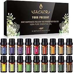 Premium Essential Oils Set - 100% Natural Essential Oils-Perfect for Diffuser, Humidifiers, Aromatherapy,Massage,Skin & Hair Care, DIY Candle and Soap Making,18x5 ML0.17oz