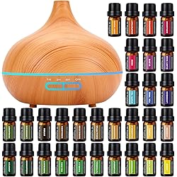 Ultimate Aromatherapy Diffuser,Essential Oil Set,Essential Oil Diffuser,Ultrasonic Diffuser with 550ML Tank Ideal for Large Rooms, Waterless Auto Off,Adjustable Timer,7 LED Light Colors and Mist Mode