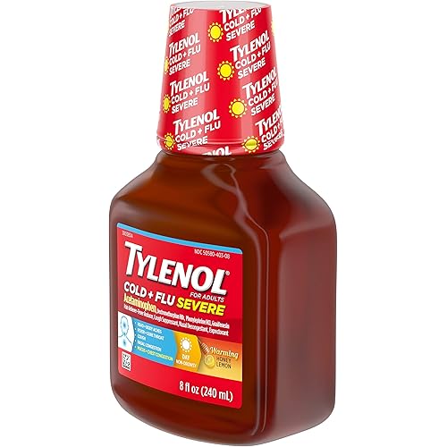 Tylenol Cold Flu Severe Flu Medicine, Liquid Daytime Cold and Flu Relief, Honey Lemon, 8 fl. oz
