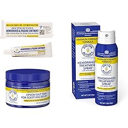 Doctor Butler's Hemorrhoid Treatment Bundle - Includes Hemorrhoid & Fissure Ointment with Lidocaine, Hemorrhoid Spray with Witch Hazel, and Epsom Bath Salts to Help Reduce Inflammation