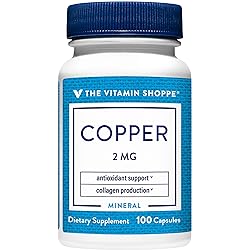 The Vitamin Shoppe Copper 2MG Copper Gluconate, Antioxidant for Iron Metabolism, Once Daily Essential Mineral Supplement 100 Capsules