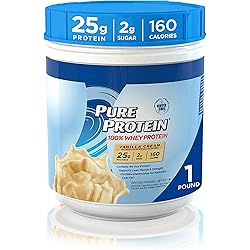 Pure Protein Powder, Whey, High Protein, Low Sugar, Gluten Free, Vanilla Cream, 1 lb
