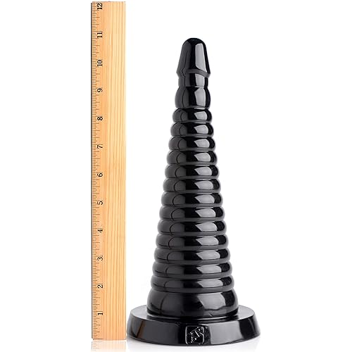 Master Series Giant Ribbed Anal Ribbed Cone, Black AF608