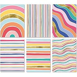 Blank Cards with Envelopes - 48 Striped Gold Foil Blank Note Cards with Envelopes – 6 Assorted Cards for All Occasions! Blank Notecards Stationary Set for Personalized Greeting Cards-4x5.5&#34