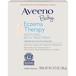 Aveeno Baby Eczema Therapy Soothing Bath Treatment for Relief of Dry, Itchy and Irritated Skin, Made with Soothing Natural Colloidal Oatmeal, 5 ct