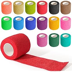 OBTANIM 15 Pack 2 Inches X 5 Yards Self Adhesive Bandage Wrap, Assorted Color Breathable Cohesive Vet Wrap Rolls Elastic Self-Adherent Tape for Stretch Athletic, Sports, Wrist, Ankle