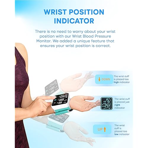 2023 Wrist Blood Pressure Monitor - Rechargeable Blood Pressure Machine Has Large LED Display with Voice & Position Sensor - 240 Sets Memory Digital Automatic Blood Pressure Wrist Cuff