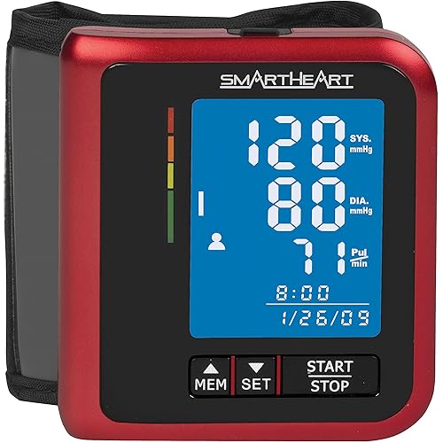 SmartHeart Blood Pressure Monitor | D-Ring Wrist Cuff | Advanced Inflation Technology | Rechargeable | 2-Person Memory Pack of 1 Packaging May Vary