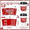 60 Pieces Christmas Coffee Tea Cup Sleeves Double-Layer Disposable Paper Cup Sleeves 6 Designs for 12 and 16 oz Corrugated Cup Paper Jacket for Hot Chocolate Cocoa Coffee Tea or Cold Beverages