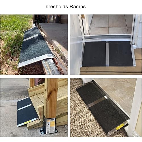 KOLO Threshold Ramps for Doorways, 8''W x 32" L, 600 lbs Capacity,Aluminum Ramps, Lightweight Portable Scooter Ramp, Anti-Slip, for Thresholds Doorways, Sliding Glass Doors, Raised Landings
