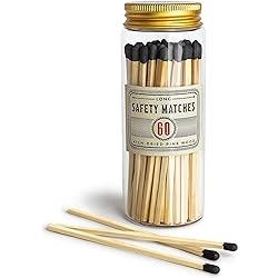Premium Long Matches for Candles, Decorative Matches in Apothecary Glass Jar, Colorful Matches Long Wooden, Safety Matches, Wooden Matches, Long Stick Matches, Black | Set of 60 Matchsticks