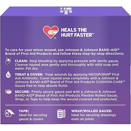 Band-Aid Brand Cushion Care Non-Stick Gauze Pads, Individually-Wrapped, Small, White, 2 x 2 in, 25 Count, Pack of 3