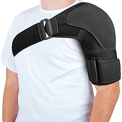 POAGL Shoulder Brace for Men Both Left and Right Arm | Pain Relief Torn Rotator Cuff Compression Support Sleeve Dislocation Stability Immobilizer Stabilizer Bursitis Injury Black, Large