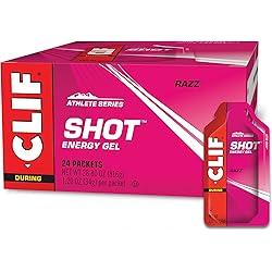 CLIF SHOT - Energy Gels - Razz - Non-GMO - Non-Caffeinated - Fast Carbs for Energy - High Performance & Endurance - Fast Fuel for Cycling and Running 1.2 Ounce Packet, 24 Count