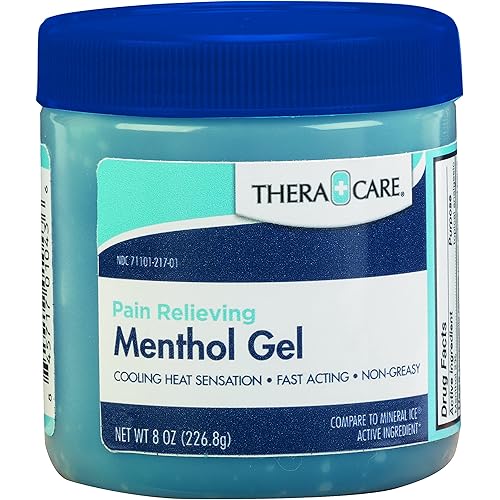 Thera Care Pain Relieving Menthol Gel | Temporarily relieves The Minor Aches and Pains of Muscles and Joints | Size: 8 oz. 226.8g, Blue 19-217