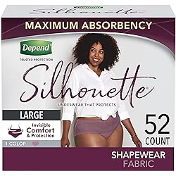 Depend Silhouette Incontinence Underwear, Small 26–34" Waist, Maximum Absorbency, Purple, 60 Count 2 Packs of 30