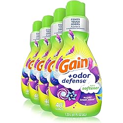 Gain Odor Defense Liquid Fabric Softener, Super Fresh Blast Scent, pack of 4 48 Loads ea, 192 total, HE Compatible