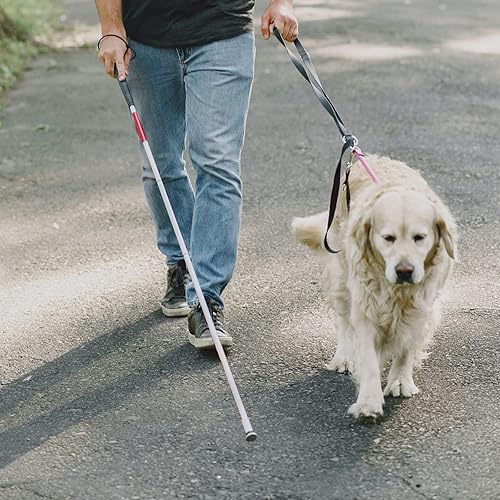Folding Blind Cane Walking Stick with Red Reflective Tape for The Blind and Visually Impaired People,48 inch Collapsible Non-Slip Aluminum Cane