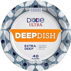 Dixie Ultra Deep Dish Paper Plates, 9 916 inch Dinner Size Printed Disposable Plates, 40 Count 1 Pack of 40 Plates
