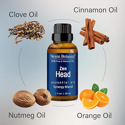 Zen Head Essential Oil Blend 30ml - Natural Essential Oils Sleep Blend - Peace & Calming Headache - Aromatherapy Sleep Essential Oils for Diffuser & Topical Use - Nexon Botanics