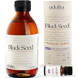 ADALIN Black Seed Oil Liquid - 8.4 fl oz | Nigella Sativa Seed Oil Organic Sourced | High Thymoquinone | Cold Pressed | Glass Bottle | Blackseed | Vegan | Gluten Free