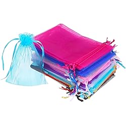 Mudder 50 Pieces 4 by 6 Inch Organza Gift Bags Drawstring Jewelry Pouches Wedding Party Favor Bags Multicolor