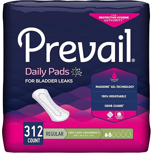 Prevail Incontinence Bladder Control Pads, Very Light Absorbency, Regular, 312 Count