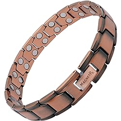 MagnetRX® Pure Copper Magnetic Therapy Bracelet - Arthritis Pain Relief & Carpal Tunnel Magnetic Copper Bracelets for Men - Adjustable Length with Sizing Tool Leo Style