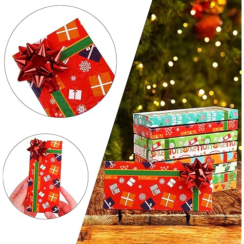 DERAYEE Gift Card Holder Christmas, 8 Pack Holiday Gift Card Boxes with Bows and Tags Mini Favor Gift Boxes
