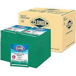 Clorox Disinfecting Wipes to Go, Bleach Free Cleaning Wipes, Fresh Scent, Individually Wrapped, 1 Count Each, Pack of 100