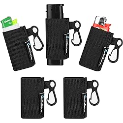 Pack of 5 Elastic Lighter Holder Keychain with Clip, Bundle Pack for Convenience, Fits for BIC Classic Lighter Black